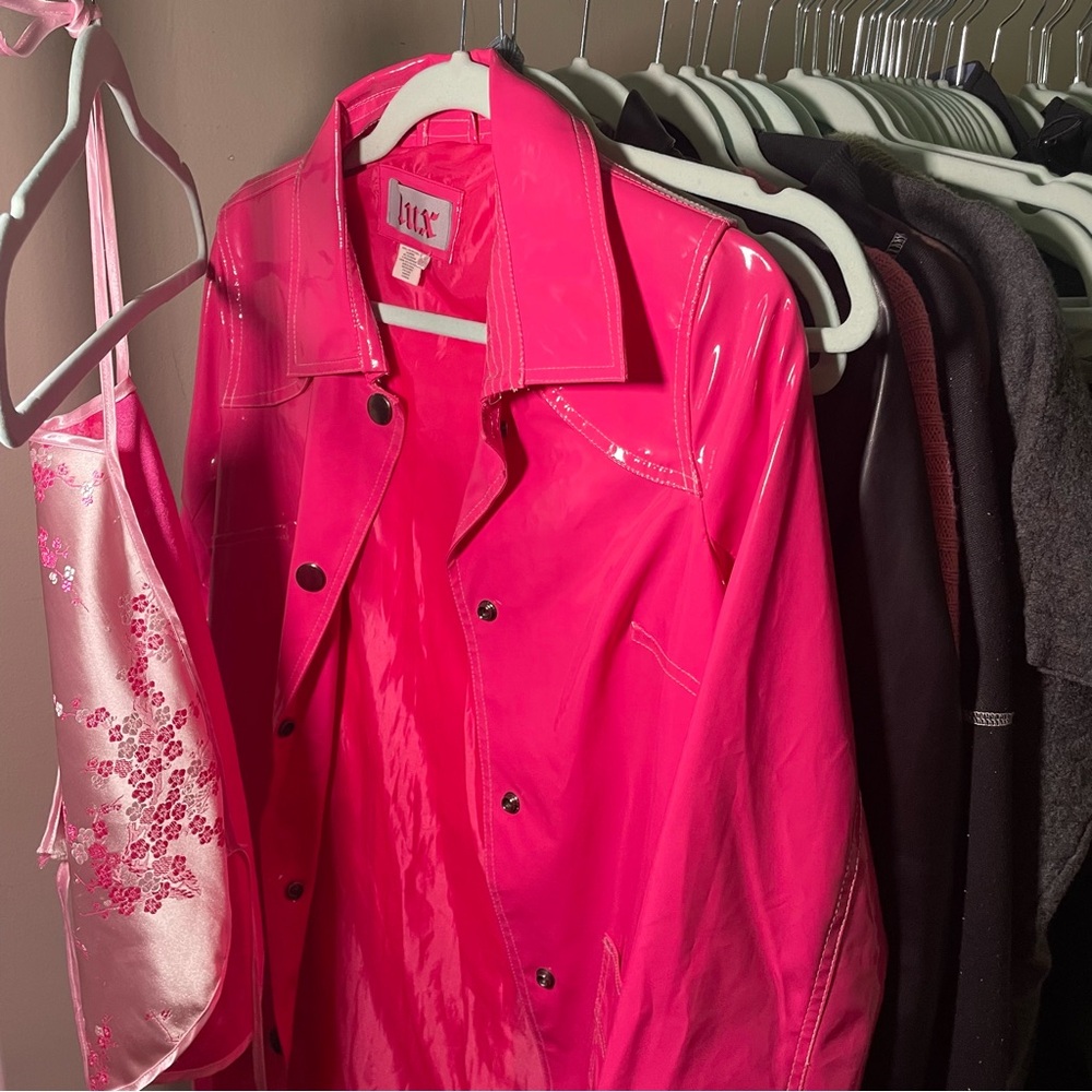 shot pink! leather jacket by LUX (size small)